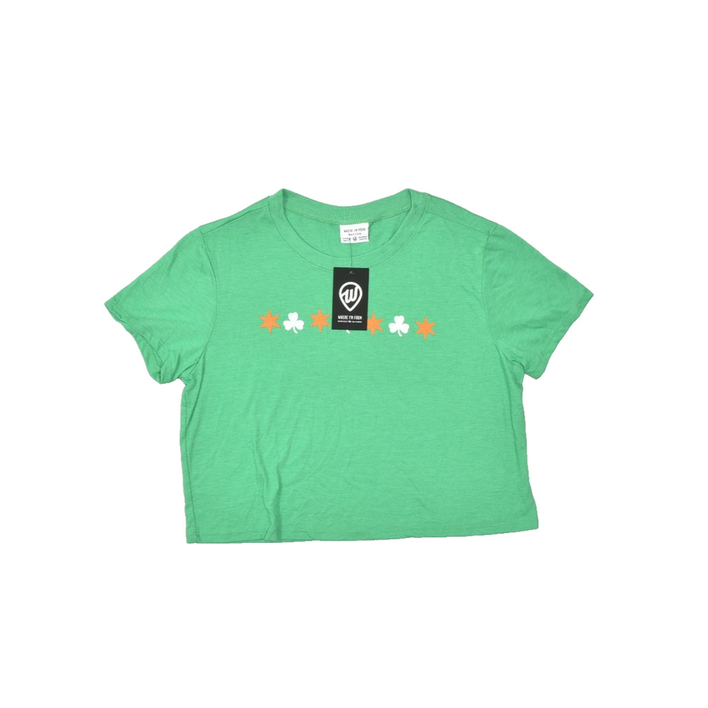 WHERE I'M FROM Women's Regular Size M Green Shamrock Crop Top Polyester NEW